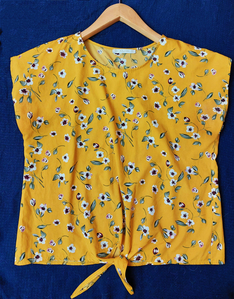 Rojada Floral Mustard-Yellow Spring Top Size: M