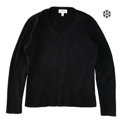 ESPRIT Black V Neck Sweater. Size: Large