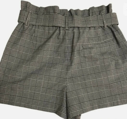 Zara Trafaluc Checkered Belted Shorts Size S